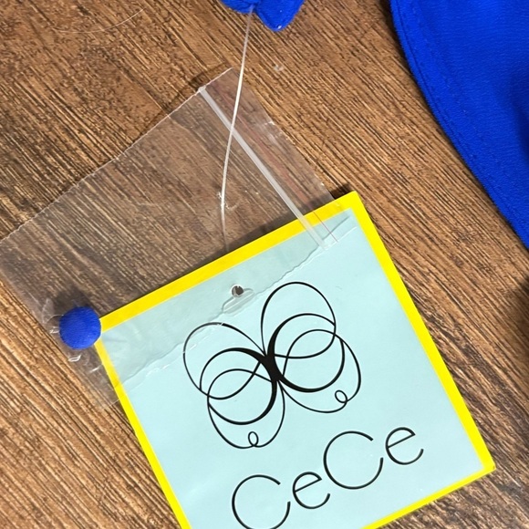 CeCe Smocked waist high neck halter flowy blue sleeveless dress - Picture 7 of 7